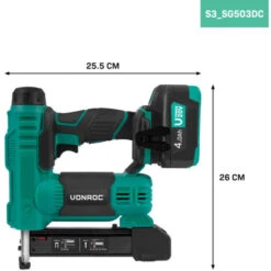 VONROC Pistola Graffatrice Chiodatrice 20V - Con Batteria 4.0Ah E Caricatore Rapido -Makitae Outlet 74059656 3