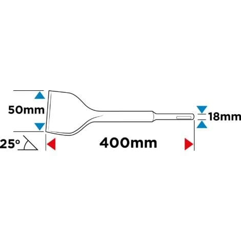 SCALPELLO SDS MAX PIATTO PIEGATO 50 X 400 MM - PALETTA LARGO - 57H550 GRAPHITE 2 SCALPELLO SDS MAX PIATTO PIEGATO 50 X 400 MM - PALETTA LARGO - 57H550 GRAPHITE - immagine 2