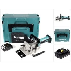 Makita DPJ 180 Y1J Fresatrice Intestatrice A Batteria 18 V + 1x Batteria 1,5 Ah + Valigetta Makpac - Senza Caricabatterie