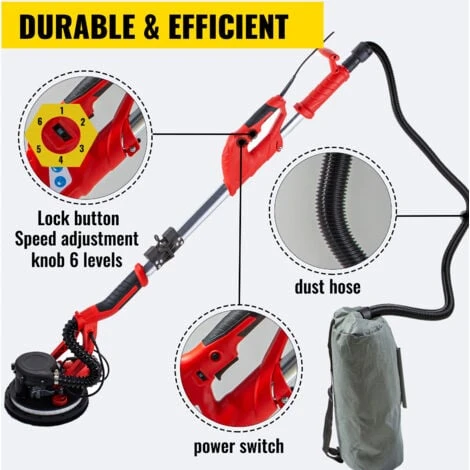 Levigatrice Elettrica A Secco Per Muro 750w Con Striscia Led E Sacco A Vuoto 3 Levigatrice Elettrica A Secco Per Muro 750w Con Striscia Led E Sacco A Vuoto - immagine 3