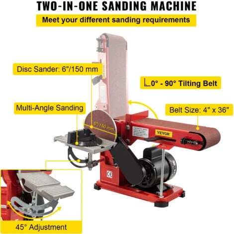 Levigatrice Combinata Da Banco 370w Mutifunzione A Nastro A Disco 150mm 4 Levigatrice Combinata Da Banco 370w Mutifunzione A Nastro A Disco 150mm - immagine 4