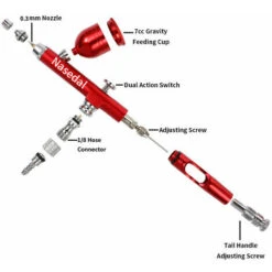 Aerografo Pompa Ad Aria Vernice Spray Pistola A Spruzzo Aerografo Pittura Murale Riparazione Di Mobili Dipinti Strumento Per La Preparazione Di Torte Rosso -Makitae Outlet 82981445 3