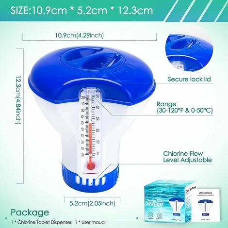 Mini Piscina Galleggiante Dosatrice In Pollici, Galleggiante Dosatore, Galleggiante Per Compresse Di Cloro, Piscina Galleggiante Dosatrice Con Termometro, Galleggiante Per Cloro, Galleggiante Per Pisc 2 Mini Piscina Galleggiante Dosatrice In Pollici, Galleggiante Dosatore, Galleggiante Per Compresse Di Cloro, Piscina Galleggiante Dosatrice Con Termometro, Galleggiante Per Cloro, Galleggiante Per Pisc - immagine 2