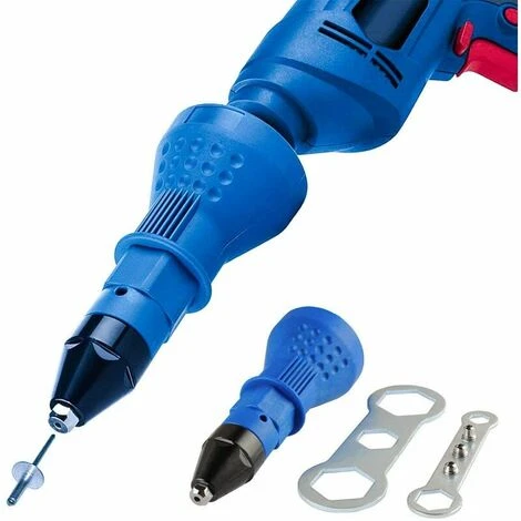 Pistola Rivettatrice A Batteria Kit Trapano Elettrico Per Rivetti Adattatore Per Rivetti Inserto Dado Accessori Per Elettroutensili A Mano (Blu) 2 Pistola Rivettatrice A Batteria Kit Trapano Elettrico Per Rivetti Adattatore Per Rivetti Inserto Dado Accessori Per Elettroutensili A Mano (Blu) - immagine 2