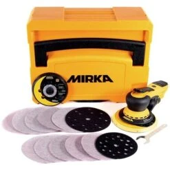 Mirka DEROS 5650CV, Levigatrice Rotorbitale Con Aspirazione Centralizzata, 2 Dischi Abrasivi E Velcro Nella Valigetta, Per Carta Abrasiva Ø 125mm E Ø 150mm, Corsa 5,0mmt, MID5650202CA