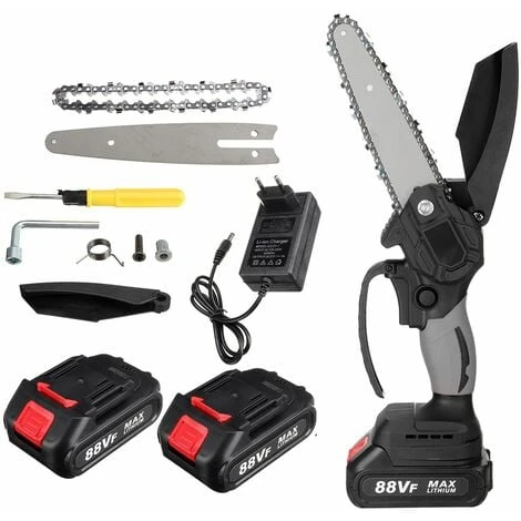 Motosega Cordless Battery Trimmer 88VF 6 4000RPM Sega Elettrica Per Ceppi 2 Batterie 1 Caricabatterie Grigio 1 Motosega Cordless Battery Trimmer 88VF 6 4000RPM Sega Elettrica Per Ceppi 2 Batterie 1 Caricabatterie Grigio