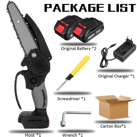 Motosega Cordless Battery Trimmer 88VF 6 4000RPM Sega Elettrica Per Ceppi 2 Batterie 1 Caricabatterie Grigio 2 Motosega Cordless Battery Trimmer 88VF 6 4000RPM Sega Elettrica Per Ceppi 2 Batterie 1 Caricabatterie Grigio - immagine 2