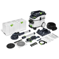 Festool LHS 2 225/CTM 36-Set LEVIGATRICE A STELO 400 W Ø 225 Mm + CTM E 36 AC UNITA' DI ASPIRAZIONE BIDONE ASPIRATORE 36l ASPIRAPOLVERE CLASSE M Cod. 576698