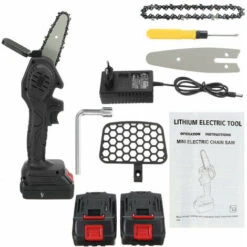 Motosega 18V Motosega A Batteria Guida Portatile Elettrica Senza Fili Da 4 Pollici Con 2 Batterie 2500mah Nero 7 Motosega 18V Motosega A Batteria Guida Portatile Elettrica Senza Fili Da 4 Pollici Con 2 Batterie 2500mah Nero -Makitae Outlet 93344080 3