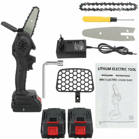 Motosega 18V Motosega A Batteria Guida Portatile Elettrica Senza Fili Da 4 Pollici Con 2 Batterie 2500mah Nero 3 Motosega 18V Motosega A Batteria Guida Portatile Elettrica Senza Fili Da 4 Pollici Con 2 Batterie 2500mah Nero - immagine 3