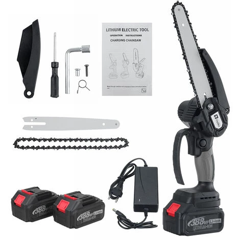 Wolike 8 '' Cordless Potatore Batteria Motosega 10000 RPM Motosega Elettrica Tronco Sega 2 Batterie Nero 2 Wolike 8 '' Cordless Potatore Batteria Motosega 10000 RPM Motosega Elettrica Tronco Sega 2 Batterie Nero - immagine 2