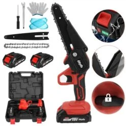 Mini Motosega A Batteria 6 '' Motosega Elettrica Sega A Una Mano Con 2 Batterie