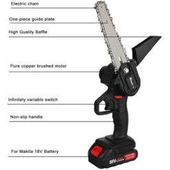 MUSTOOL 6''18V Cordless Potatore Motosega Batteria Motosega Tronco Elettrico Sega 2 Batterie -Makitae Outlet 93355443 4