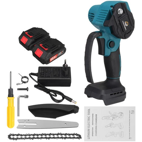 VIOLEWORKS 6 '' 18V 10000 RPM Potatore Senza Fili Senza Spazzole Batteria Motosega Batteria Motosega Tronco Sega 2 Batterie 2 VIOLEWORKS 6 '' 18V 10000 RPM Potatore Senza Fili Senza Spazzole Batteria Motosega Batteria Motosega Tronco Sega 2 Batterie - immagine 2