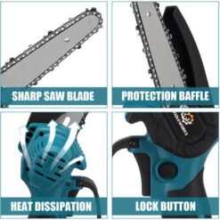 VIOLEWORKS 6 '' 18V 10000 RPM Potatore Senza Fili Senza Spazzole Batteria Motosega Batteria Motosega Tronco Sega 2 Batterie 9 VIOLEWORKS 6 '' 18V 10000 RPM Potatore Senza Fili Senza Spazzole Batteria Motosega Batteria Motosega Tronco Sega 2 Batterie -Makitae Outlet 93355462 5