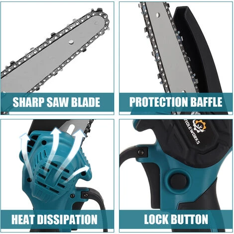 VIOLEWORKS 6 '' 18V 10000 RPM Potatore Senza Fili Senza Spazzole Batteria Motosega Batteria Motosega Tronco Sega 2 Batterie 5 VIOLEWORKS 6 '' 18V 10000 RPM Potatore Senza Fili Senza Spazzole Batteria Motosega Batteria Motosega Tronco Sega 2 Batterie - immagine 5