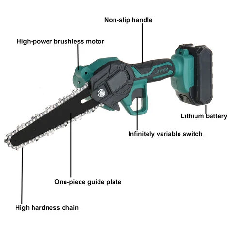 Motosega A Batteria Da 6 Pollici 2xBattery, Mini Motosega A Batteria Ricaricabile 3 Motosega A Batteria Da 6 Pollici 2xBattery, Mini Motosega A Batteria Ricaricabile - immagine 3