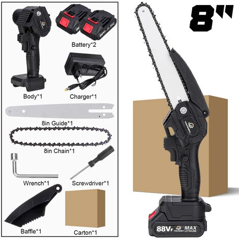 VIOLEWORKS 8 '' 18V 10000 RPM Potatore Senza Fili Senza Spazzole Batteria Motosega Batteria Motosega Tronco Elettrico Sega Motosega 2 Batterie 2 VIOLEWORKS 8 '' 18V 10000 RPM Potatore Senza Fili Senza Spazzole Batteria Motosega Batteria Motosega Tronco Elettrico Sega Motosega 2 Batterie - immagine 2