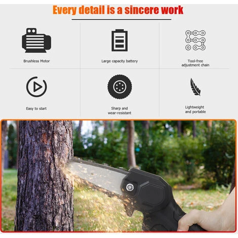 Motosega A Batteria 88VF 2 Batteria Sega Elettrica Portatile Registrazione Da Giardino Con Catena - Nera 3 Motosega A Batteria 88VF 2 Batteria Sega Elettrica Portatile Registrazione Da Giardino Con Catena - Nera - immagine 3
