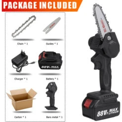 Motosega A Batteria 88VF 2 Batteria Sega Elettrica Portatile Registrazione Da Giardino Con Catena - Nera 9 Motosega A Batteria 88VF 2 Batteria Sega Elettrica Portatile Registrazione Da Giardino Con Catena - Nera -Makitae Outlet 93374591 5