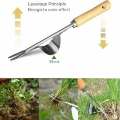 Sarchiatore Manuale In Acciaio Inossidabile Con Manico In Legno Per Diserbo Rapido Del Terreno E Del Giardino Sarchiatore Manuale A Forcella A Forma Di Y -Makitae Outlet 93931489 5