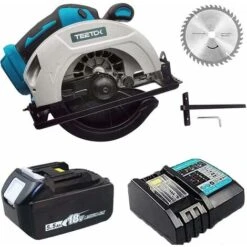 Sega Circolare A Batteria 18V, Sega Circolare Elettrica Senza Spazzole Con Lama Da 165 Mm, Compatibile Con Batteria Makita, Per Tagliare Legno, Metallo E Plastica (1 Batteria E 1 Caricabatterie)