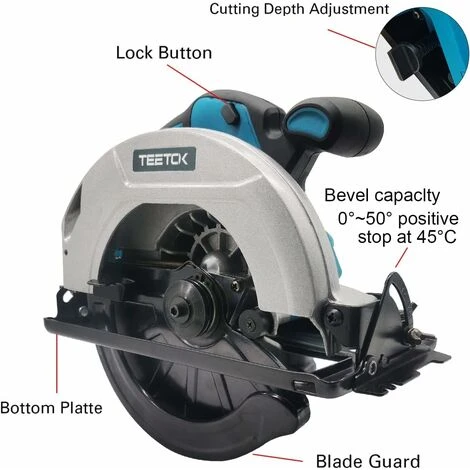 Sega Circolare A Batteria 18V, Sega Circolare Elettrica Senza Spazzole Con Lama Da 165 Mm, Compatibile Con Batteria Makita, Per Tagliare Legno, Metallo E Plastica (1 Batteria E 1 Caricabatterie) 2 Sega Circolare A Batteria 18V, Sega Circolare Elettrica Senza Spazzole Con Lama Da 165 Mm, Compatibile Con Batteria Makita, Per Tagliare Legno, Metallo E Plastica (1 Batteria E 1 Caricabatterie) - immagine 2