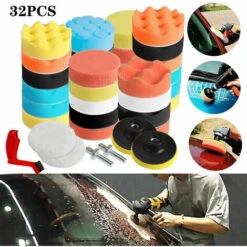 32 PZ Rotazione Auto Lucidatrice Tampone Levigatrice Lucidatrice 5 "Spugna Pad Mop Kit
