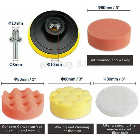 32 PZ Rotazione Auto Lucidatrice Tampone Levigatrice Lucidatrice 5 "Spugna Pad Mop Kit 2 32 PZ Rotazione Auto Lucidatrice Tampone Levigatrice Lucidatrice 5 "Spugna Pad Mop Kit - immagine 2