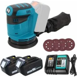 Lucidatrice Per Levigatrice Orbitale, 18v LXT Al Litio Ø 125mm Adatta Per Batteria Makita, Con 4 Pezzi Di Carta Vetrata + 2 Batterie Da 5,5 Ah + Caricatore DC18RC), Per Makita DBO180Z