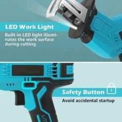 Sega Alternativa A Batteria Compatibile Con Batteria Makita 0-3000 SPM Velocità Variabile Con 4 Lame Per Sega Alternativa E Luce A LED Per Taglio Di Tubi In Metallo/legno/PVC/albero (solo Utensile) -Makitae Outlet 94076496 3