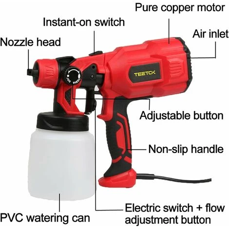 Spruzzatore Elettrico Per Pittura Murale E Pistola Per Verniciatura Recinzione, 3 Modalità Colore, Valvola Regolabile, Capacità 800 Ml, 500 W 2 Spruzzatore Elettrico Per Pittura Murale E Pistola Per Verniciatura Recinzione, 3 Modalità Colore, Valvola Regolabile, Capacità 800 Ml, 500 W - immagine 2