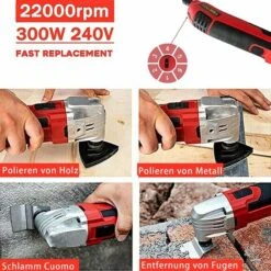 Multiutensile Oscillante Fai-da-te Multiutensile, 300 W Per Segare, Tagliare, 6 Velocità Variabili, Levigatura (10 Pezzi Di Carta Vetrata E 2 Per Tagliare, Levigare) -Makitae Outlet 94076580 4