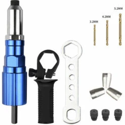 Testa Rivettatrice A Batteria Con 3 Punte Elicoidali, Pistola Rivettatrice Elettrica 4,8-150 Mm