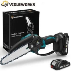 Potatore Per Motosega A Batteria 120mm 6'' 2 Batteria 18V Sega Per Tronchi Motosega A Batteria Potatore Elettrico A Batteria VIOLEWORKS 1 Caricatore Display LCD