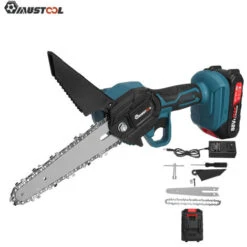 Motosega 21V 6'' Motosega A Batteria Potatore A Batteria 10000rpm Sega Elettrica 1 Batteria 1 Caricatore Blu