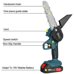Motosega 21V 6'' Motosega A Batteria Potatore A Batteria 10000rpm Sega Elettrica 1 Batteria 1 Caricatore Blu -Makitae Outlet 94920631 5