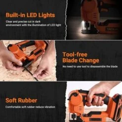 TACKLIFE Seghetto Alternativo A Batteria 18V, 2 Modalità Di Taglio, 0-2700 RPM Velocità Regolabile, Seghetto Leggero E Versatile Con 6 Lame Per Taglio Di Legno, Tubo In PVC, Rami, Metallo- TLJS02D