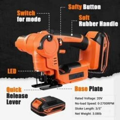 TACKLIFE Seghetto Alternativo A Batteria 18V, 2 Modalità Di Taglio, 0-2700 RPM Velocità Regolabile, Seghetto Leggero E Versatile Con 6 Lame Per Taglio Di Legno, Tubo In PVC, Rami, Metallo- TLJS02D 5 TACKLIFE Seghetto Alternativo A Batteria 18V, 2 Modalità Di Taglio, 0-2700 RPM Velocità Regolabile, Seghetto Leggero E Versatile Con 6 Lame Per Taglio Di Legno, Tubo In PVC, Rami, Metallo- TLJS02D -Makitae Outlet 95136965 3