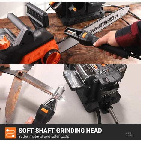 TACKLIFE Smerigliatrice Da Banco Multifunzionale, Affilatrice Da 200 W / 1,67 A Con Albero Flessibile, 6 Velocità Variabili, Utensile Elettrico Per Molatura Per Punte Da Trapano, Coltelli, Scalpelli, 5 TACKLIFE Smerigliatrice Da Banco Multifunzionale, Affilatrice Da 200 W / 1,67 A Con Albero Flessibile, 6 Velocità Variabili, Utensile Elettrico Per Molatura Per Punte Da Trapano, Coltelli, Scalpelli, - immagine 5