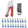 1Pc Pinza A Crimpare Cavo Stripper Tool 20Pcs Strumento Di Crimpatura Coassiale Cavo F Connettore Coassiale RG6 RG59