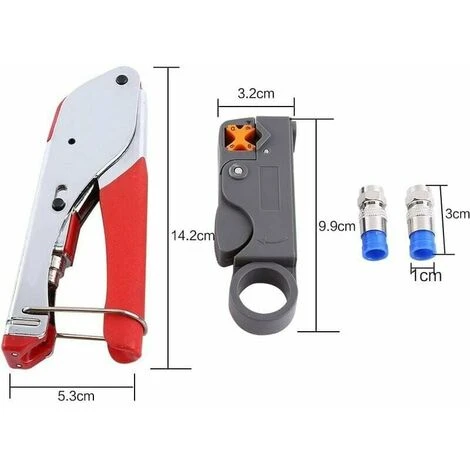 1Pc Pinza A Crimpare Cavo Stripper Tool 20Pcs Strumento Di Crimpatura Coassiale Cavo F Connettore Coassiale RG6 RG59 2 1Pc Pinza A Crimpare Cavo Stripper Tool 20Pcs Strumento Di Crimpatura Coassiale Cavo F Connettore Coassiale RG6 RG59 - immagine 2