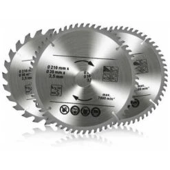 Set Di 3 Lame Per Sega Circolare In Carburo Di Tungsteno, 24T 48T 60T TCT Sah Per Legno Metallo E Alluminio (210 X 30 Mm)
