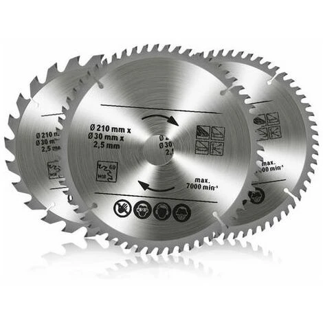 Set Di 3 Lame Per Sega Circolare In Carburo Di Tungsteno, 24T 48T 60T TCT Sah Per Legno Metallo E Alluminio (210 X 30 Mm) 1 Set Di 3 Lame Per Sega Circolare In Carburo Di Tungsteno, 24T 48T 60T TCT Sah Per Legno Metallo E Alluminio (210 X 30 Mm)