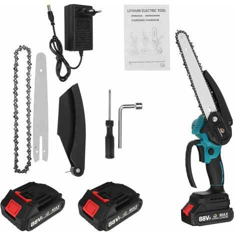 VIOLEWORKS 8''18V 10000 RPM Motosega A Batteria Senza Spazzole Potatore Motosega Batteria Motosega Tronco Sega 2 Batterie 2 VIOLEWORKS 8''18V 10000 RPM Motosega A Batteria Senza Spazzole Potatore Motosega Batteria Motosega Tronco Sega 2 Batterie - immagine 2