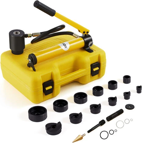 VEVOR Kit Di Punzonatrice Idraulica Per Perforazione Con 6 Dadi Pressione Massima Da 10 Tonnellate, Kit Di Utensili Per Perforazione Idraulica In Acciaio Misura Di Dadi 1,27cm-5,08cm Con Tubo Da 75cm 1 VEVOR Kit Di Punzonatrice Idraulica Per Perforazione Con 6 Dadi Pressione Massima Da 10 Tonnellate, Kit Di Utensili Per Perforazione Idraulica In Acciaio Misura Di Dadi 1,27cm-5,08cm Con Tubo Da 75cm