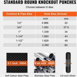 VEVOR Kit Di Punzonatrice Idraulica Per Perforazione Con 6 Dadi Pressione Massima Da 10 Tonnellate, Kit Di Utensili Per Perforazione Idraulica In Acciaio Misura Di Dadi 1,27cm-5,08cm Con Tubo Da 75cm 8 VEVOR Kit Di Punzonatrice Idraulica Per Perforazione Con 6 Dadi Pressione Massima Da 10 Tonnellate, Kit Di Utensili Per Perforazione Idraulica In Acciaio Misura Di Dadi 1,27cm-5,08cm Con Tubo Da 75cm -Makitae Outlet 97820070 4