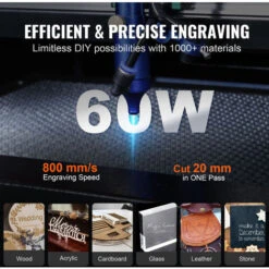 VEVOR Macchina Per Incisione Laser CO2 Compatta Piano Di Lavoro 40x60cm Potenza 60W Spessore Di Taglio Max. 20mm Velocita Di Incisione 0-800 Mm/s, Macchina Da Taglio Per Incisione Tubo Incisore CO2 -Makitae Outlet 97820077 3