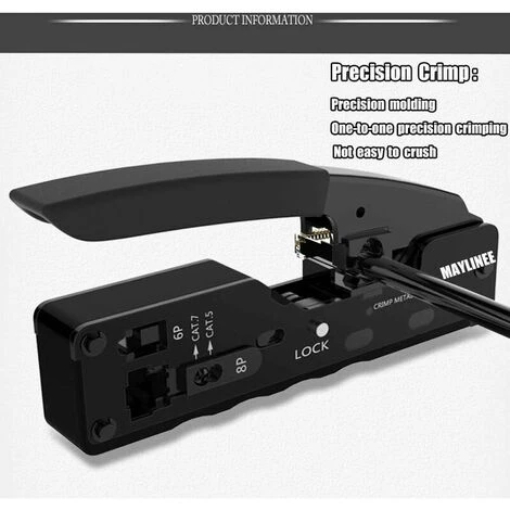 Strumento Di Rete RJ11 RJ45, Strumenti Di Riparazione Del Tester Per Cavi Tagliacavi, Crimpatrice Per Spine, Spelafili Cat5 Cat6 Cat6e (nero) 3 Strumento Di Rete RJ11 RJ45, Strumenti Di Riparazione Del Tester Per Cavi Tagliacavi, Crimpatrice Per Spine, Spelafili Cat5 Cat6 Cat6e (nero) - immagine 3
