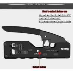 Strumento Di Rete RJ11 RJ45, Strumenti Di Riparazione Del Tester Per Cavi Tagliacavi, Crimpatrice Per Spine, Spelafili Cat5 Cat6 Cat6e (nero) 8 Strumento Di Rete RJ11 RJ45, Strumenti Di Riparazione Del Tester Per Cavi Tagliacavi, Crimpatrice Per Spine, Spelafili Cat5 Cat6 Cat6e (nero) -Makitae Outlet 98125052 4